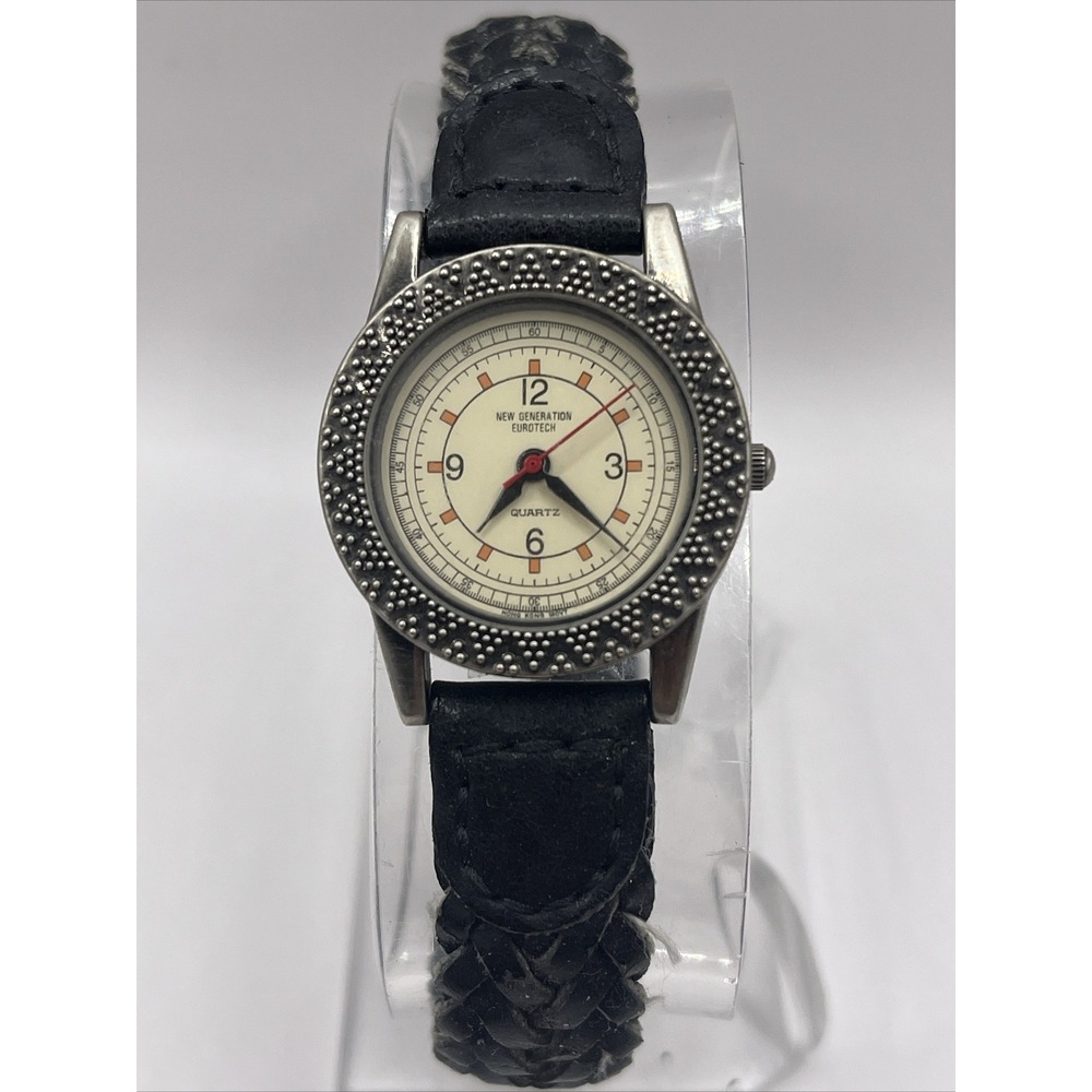 Eurotech New Generation Women's Quartz Watch Black Leather Band- New Battery